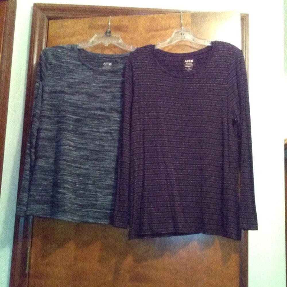 TWO women's Apt 9 long sleeve crewneck tops XL